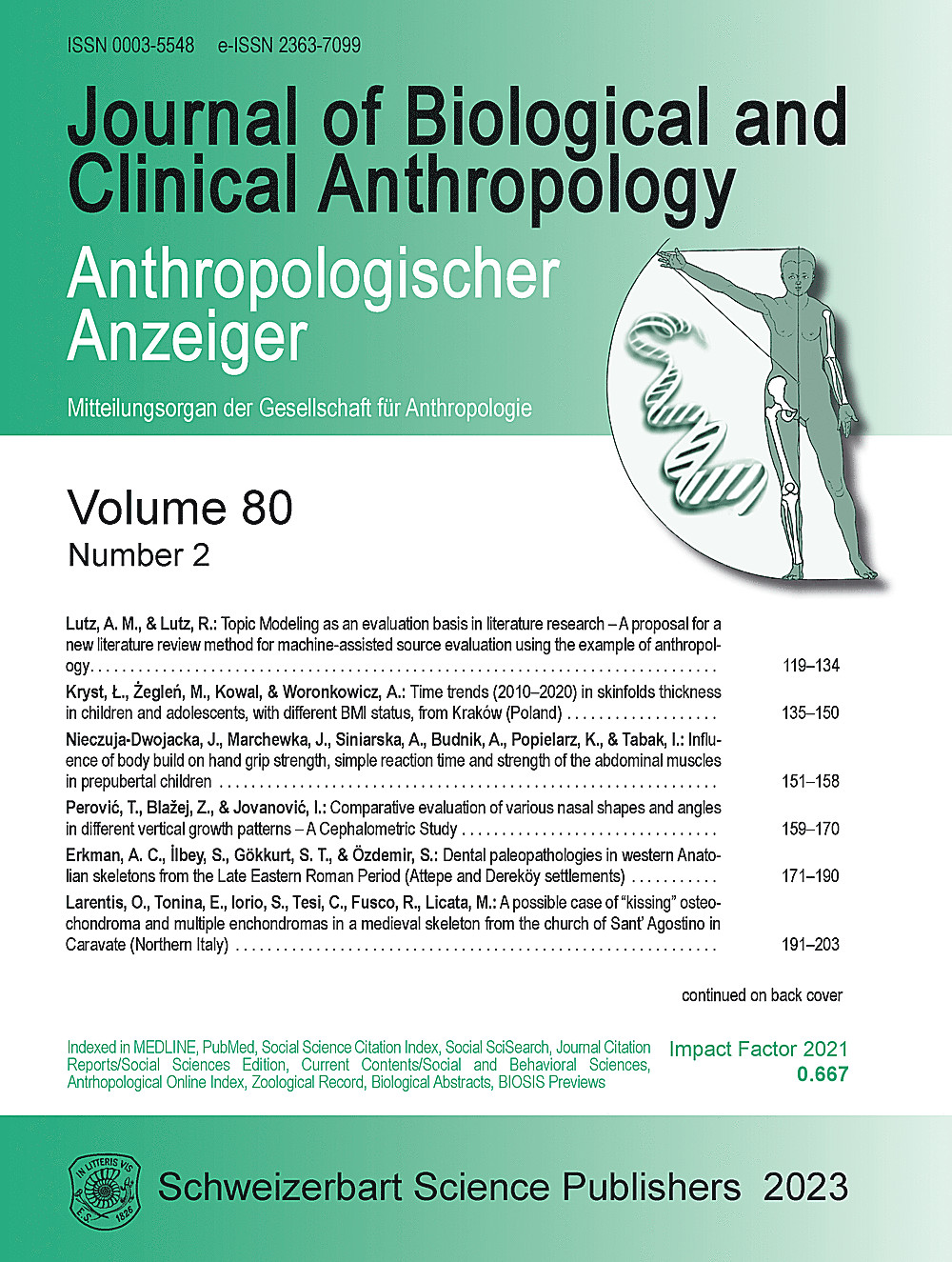 Cover image of: Anthropologischer Anzeiger Volume 80 No. 2