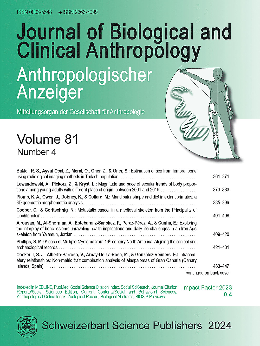 Cover image of: Anthropologischer Anzeiger Volume 81 No. 4