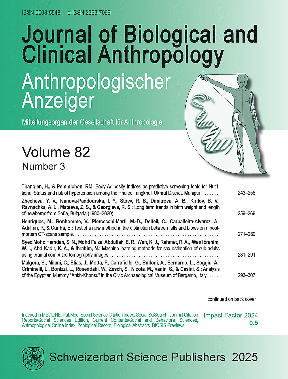 Cover image of: Anthropologischer Anzeiger Volume 82 No. 3