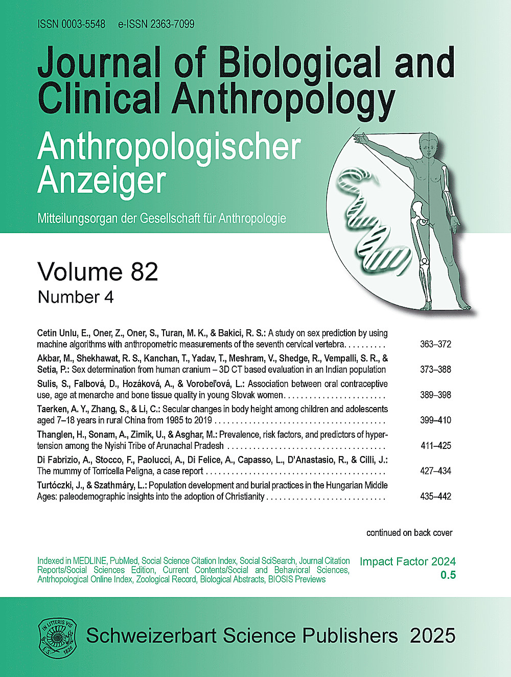 Cover image of: Anthropologischer Anzeiger Volume 82 No. 4