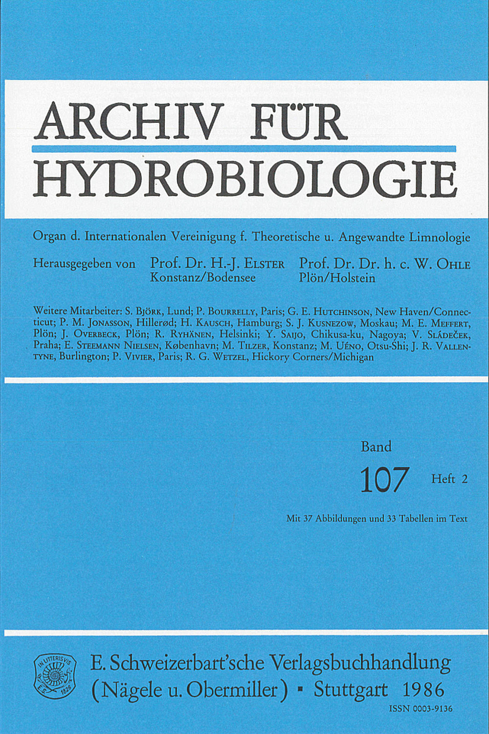 Image de couverture de: Archiv für Hydrobiologie Volume 107 Number 2