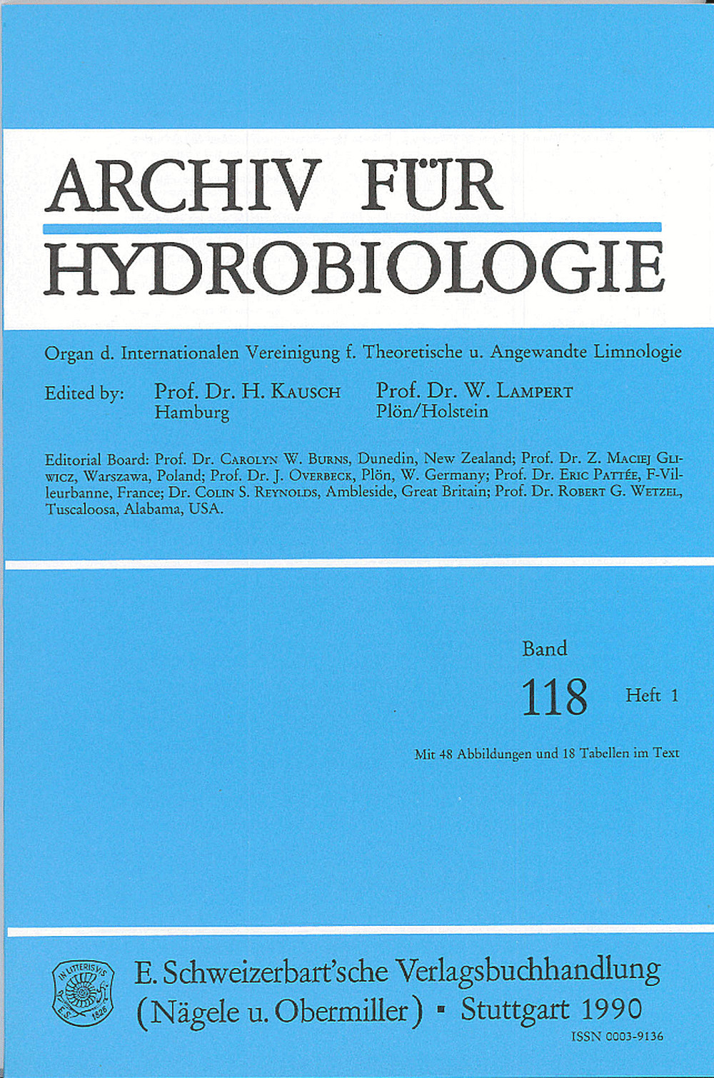 Image de couverture de: Archiv für Hydrobiologie Volume 118 Number 1