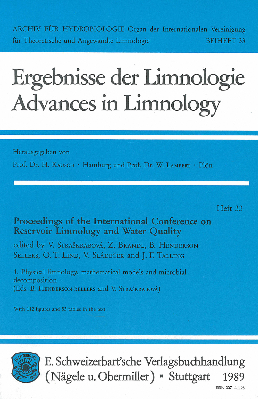 Umschlagbild des Buches:  - Proceedings of the International Conference on Reservoir
and Water Quality, Part 1 Physical limnology, mathematical models and microbial 
decomposition