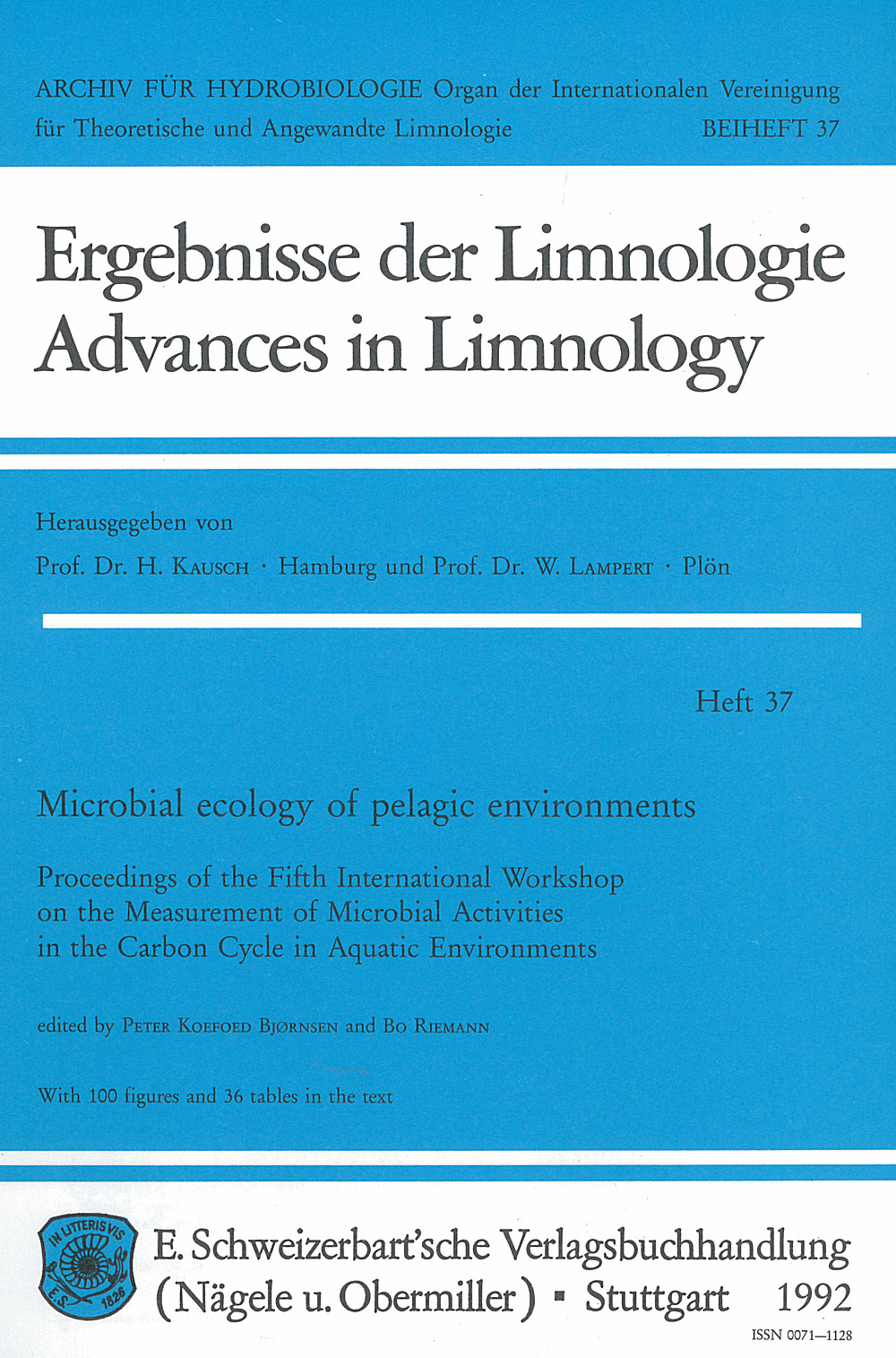 Cover image of:  - Microbial ecology of pelagic environments Proceedings of the 5. Internat. Workshop on the Measurement
of Microbial Activities in the Carbon Cycle in Aquatic
Environments