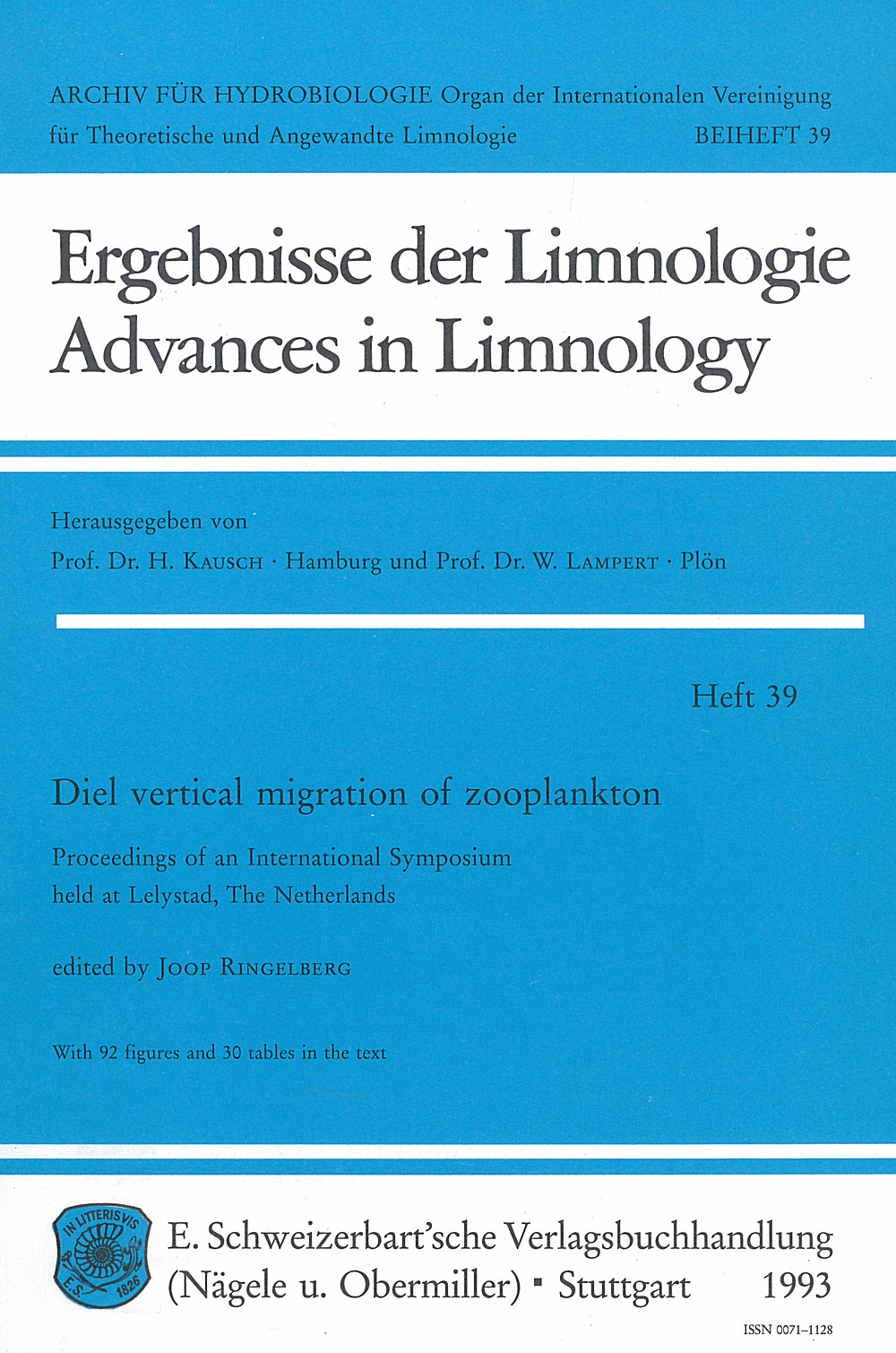 Cover image of:  - Diel vertical migration of zooplankton Proceedings of an International Symposium held at 
Lelystad, The Netherlands