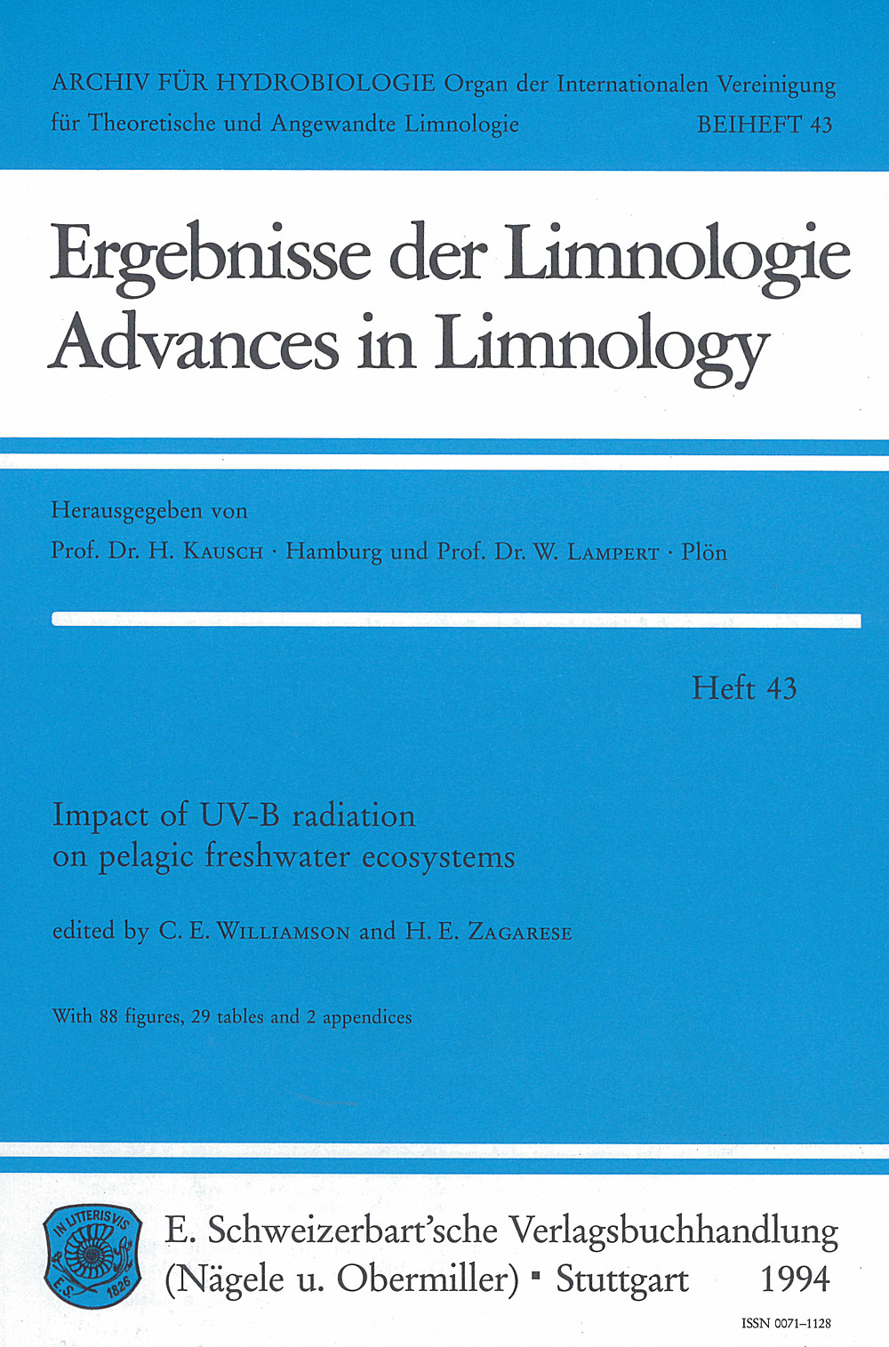 Cover image of:  - Impact of UV-B radiation on pelagic freshwater ecosystems 