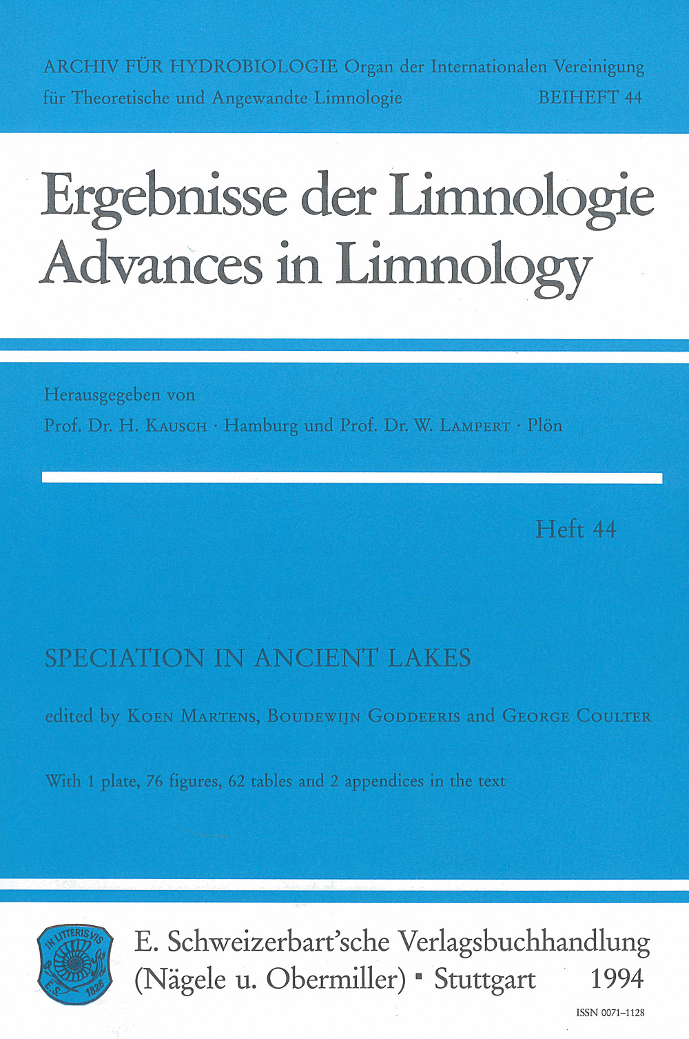 Cover image of:  - Speciation in ancient lakes 
