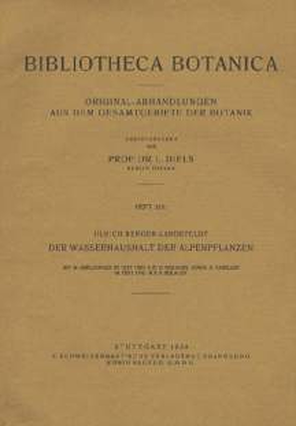 Cover image of: Ulrich Berger-Landefeldt - Der Wasserhaushalt der Alpenpflanzen 
