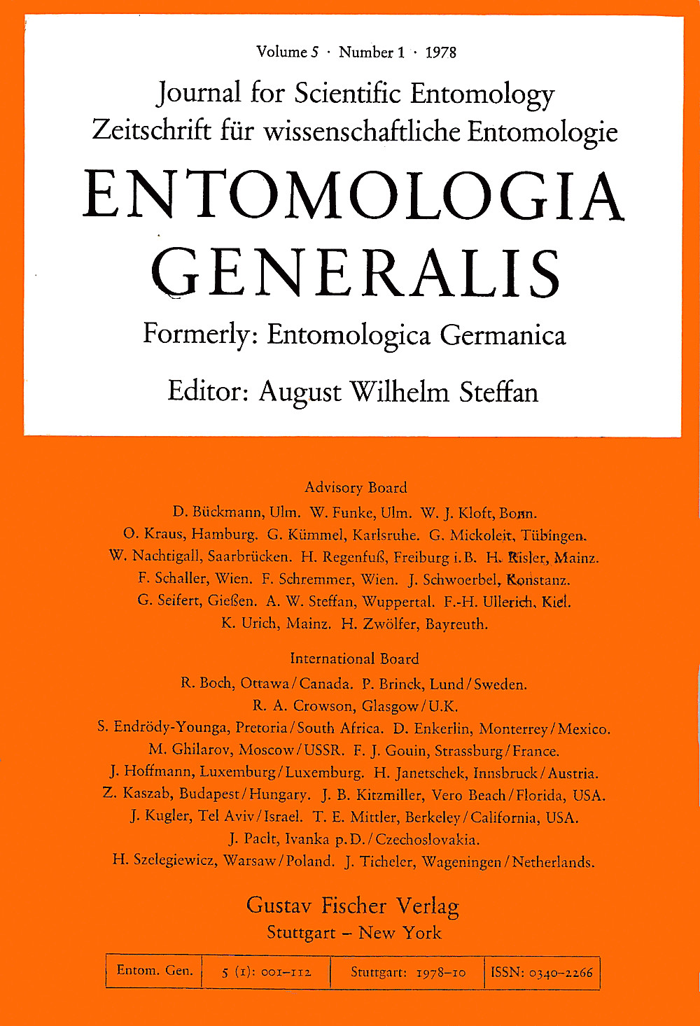 Cover image of: Entomologia Generalis Volume 5 Number 1