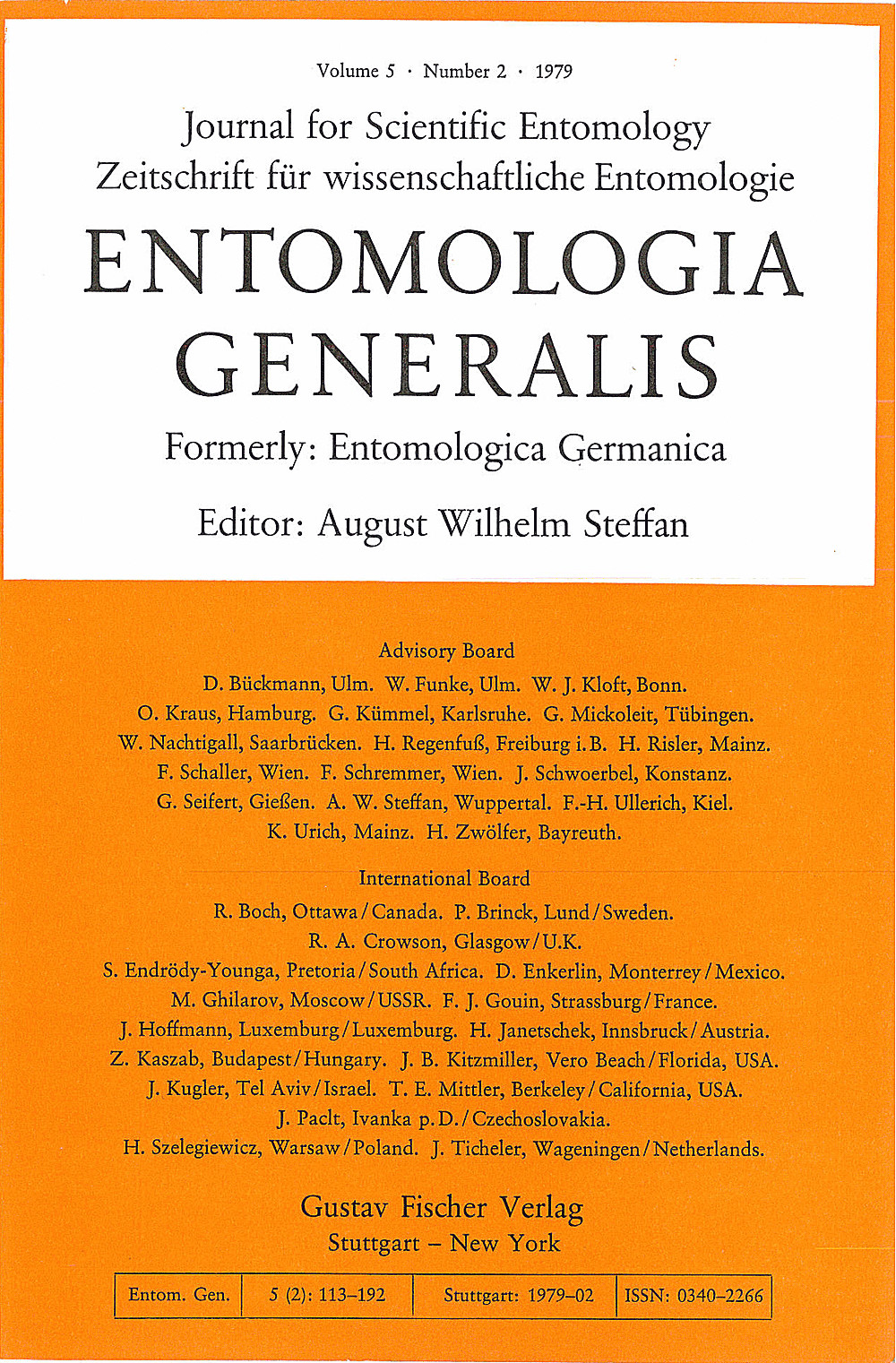 Cover image of: Entomologia Generalis Volume 5 Number 2