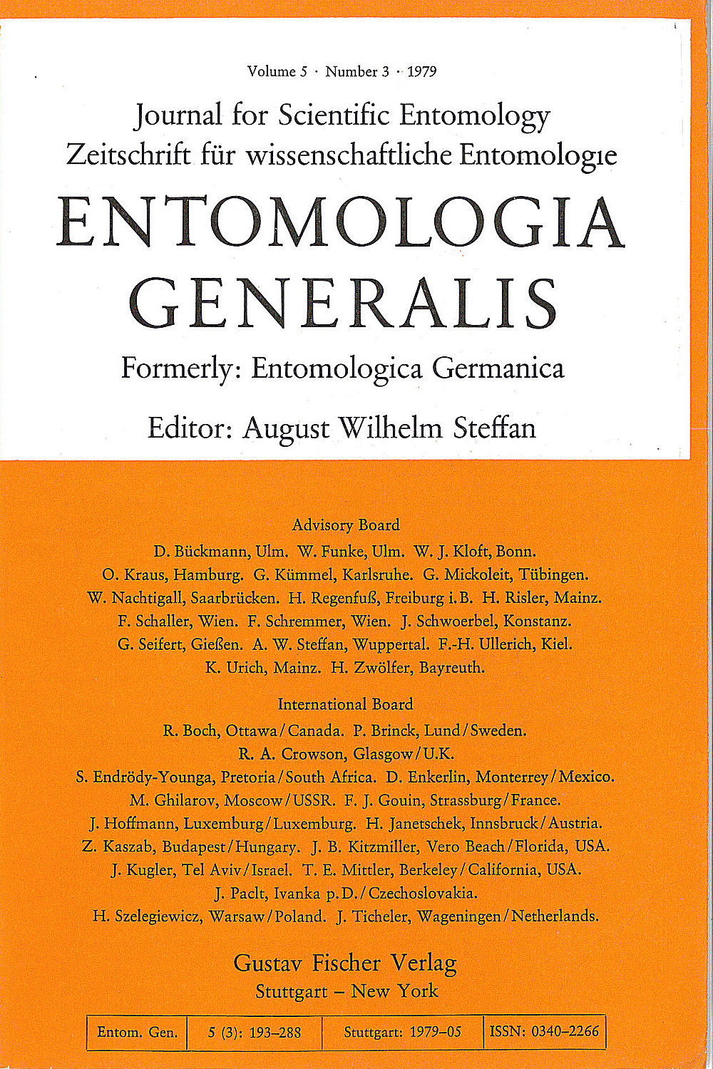 Cover image of: Entomologia Generalis Volume 5 Number 3