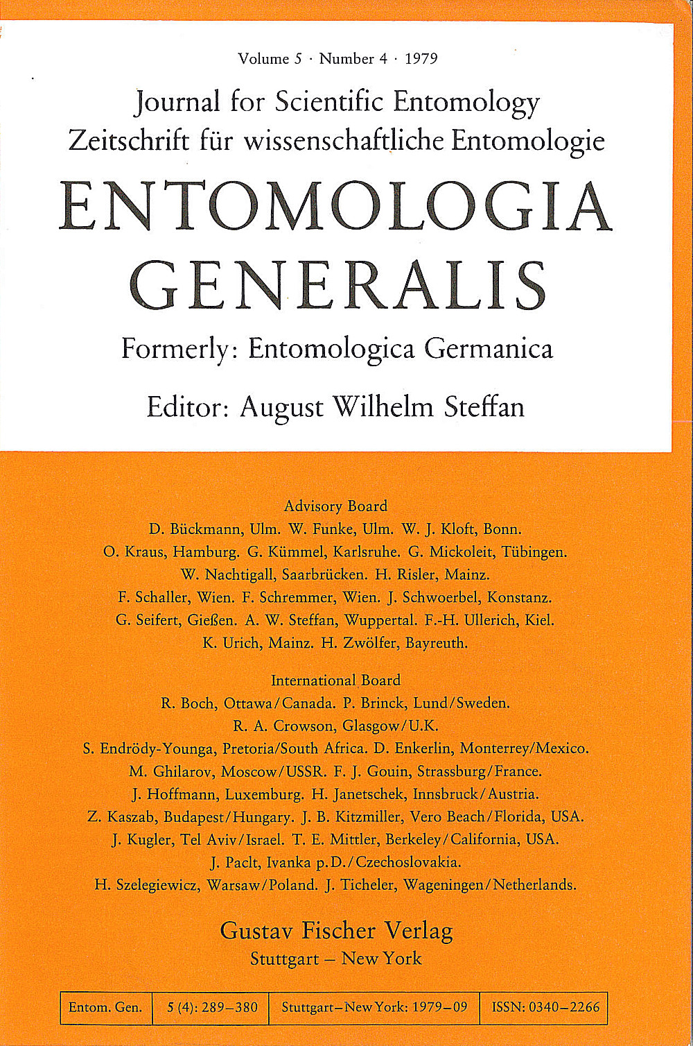 Cover image of: Entomologia Generalis Volume 5 Number 4