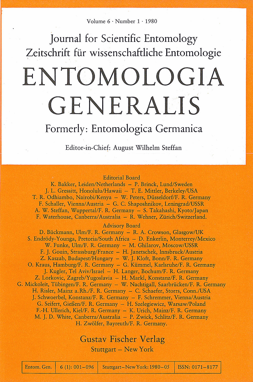 Cover image of: Entomologia Generalis Volume 6 Number 1