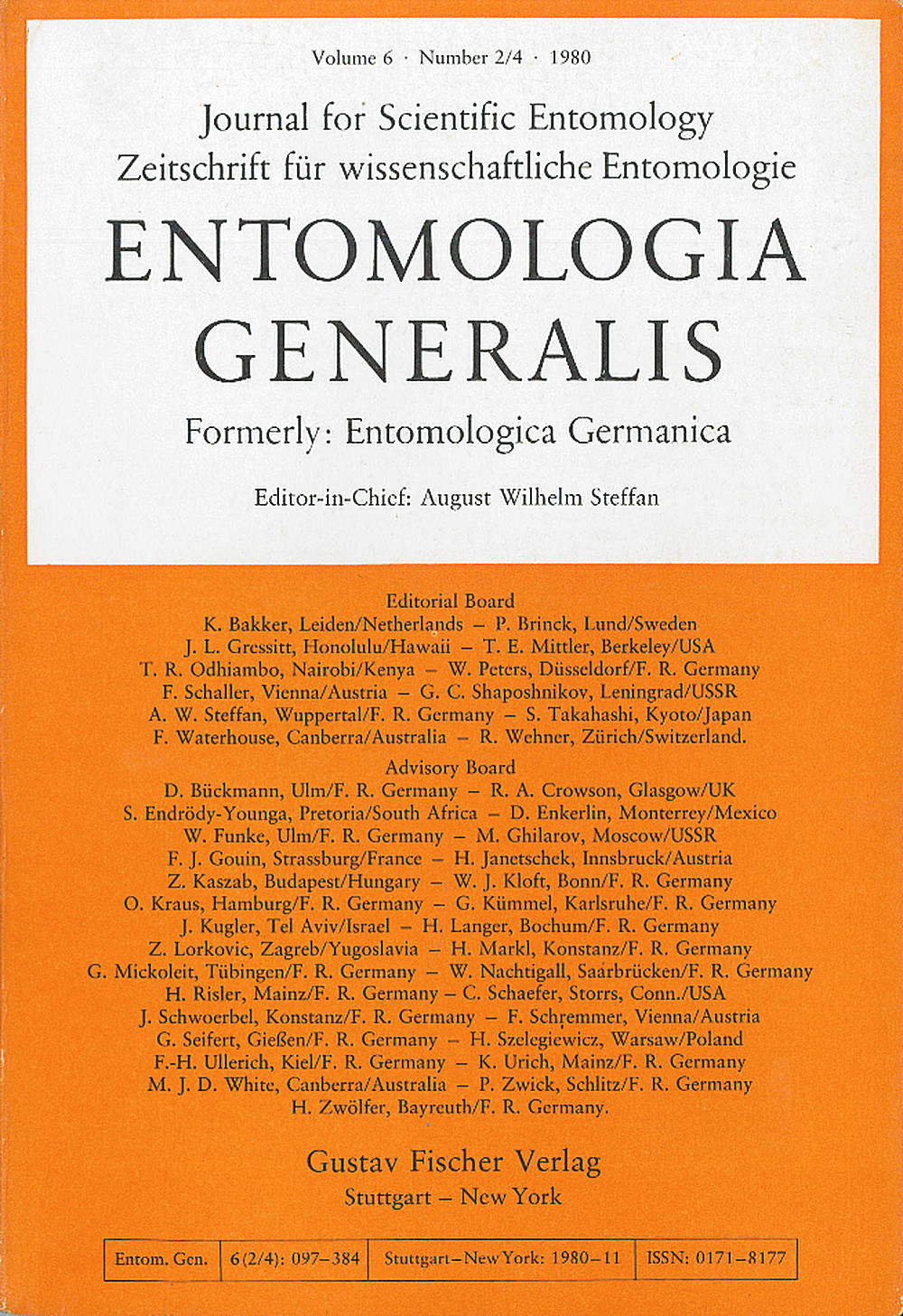 Cover image of: Entomologia Generalis Volume 6 Number 2-4