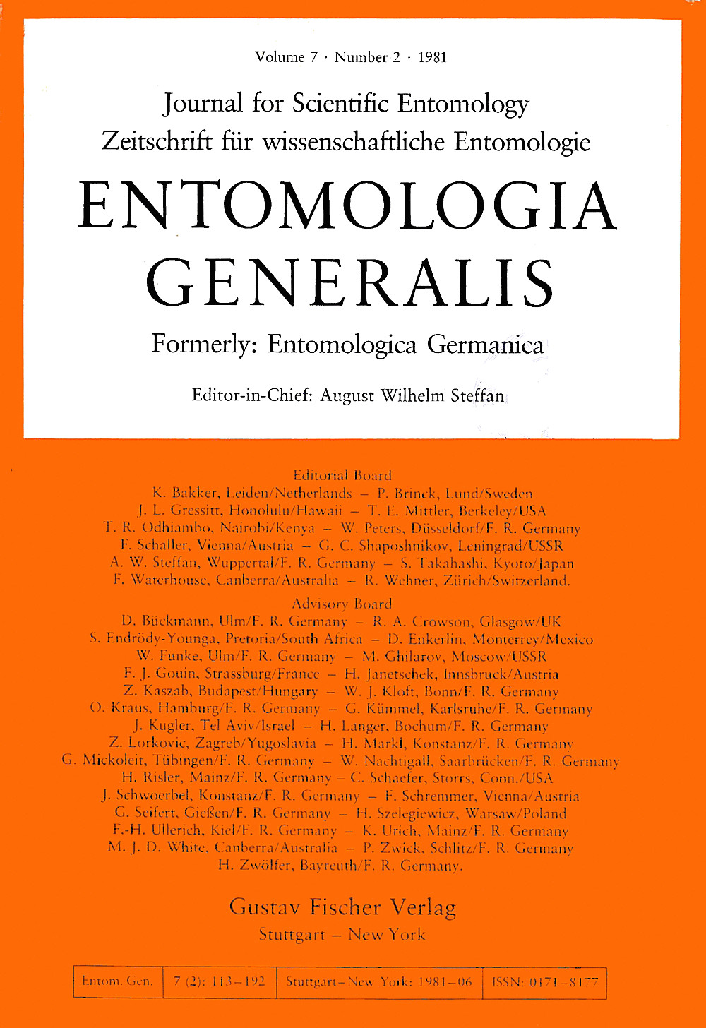 Cover image of: Entomologia Generalis Volume 7 Number 2