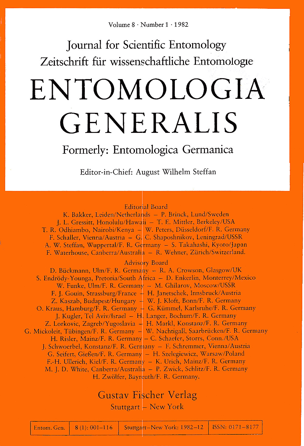 Image de couverture de: Entomologia Generalis Volume 8 Number 1