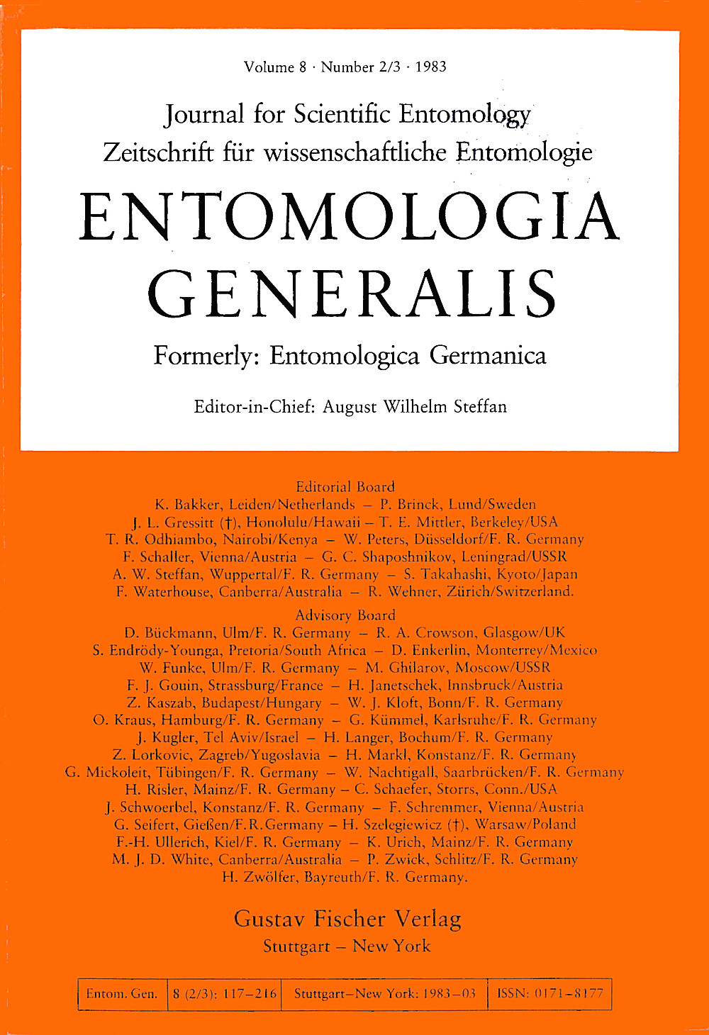 Image de couverture de: Entomologia Generalis Volume 8 Number 2-3