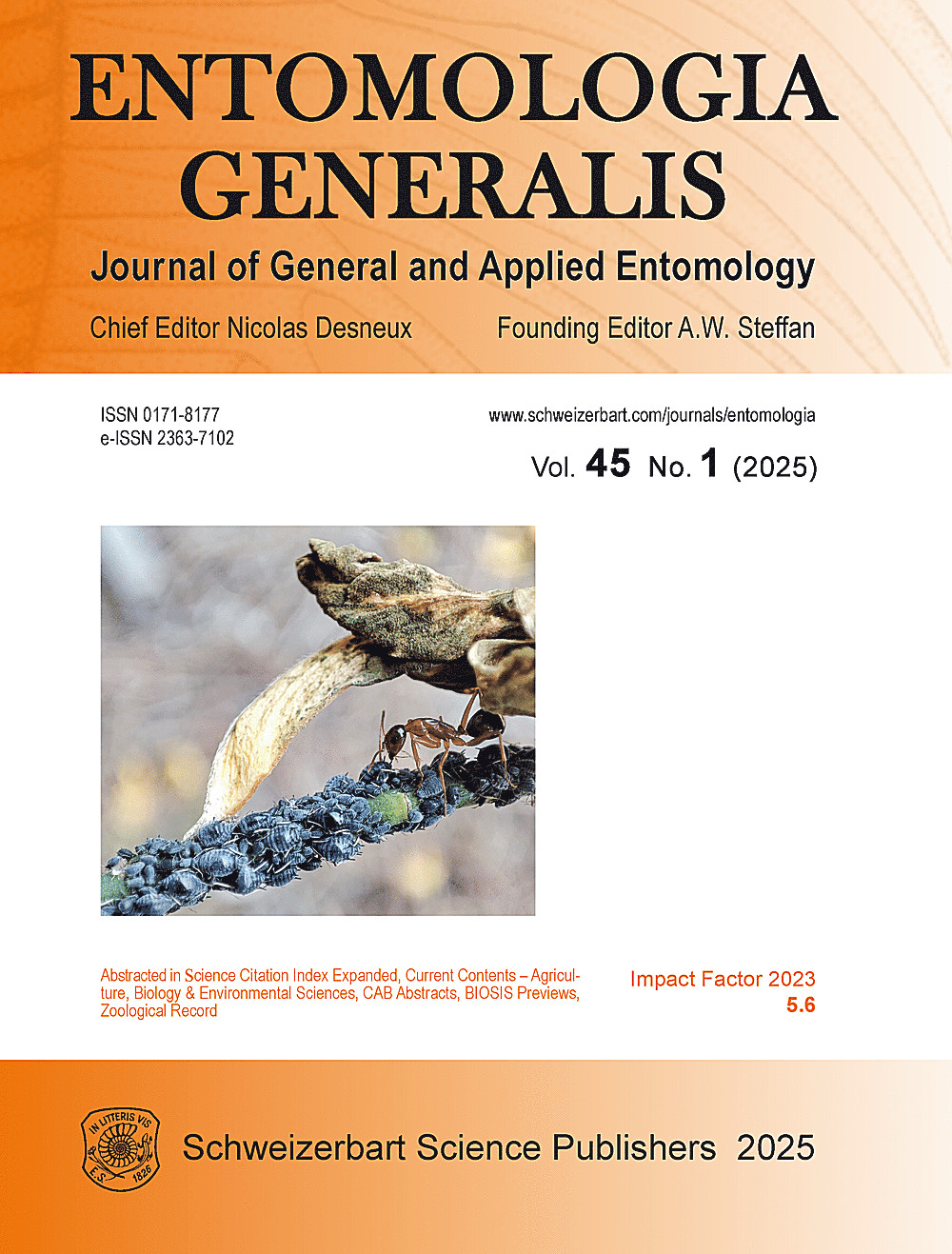 Cover image of: Entomologia Generalis Volume 45 Number 1