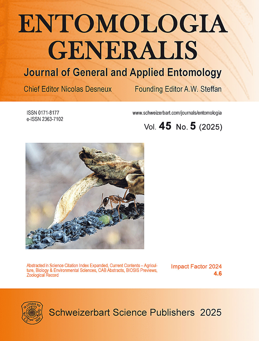 Cover image of: Entomologia Generalis Volume 45 Number 5