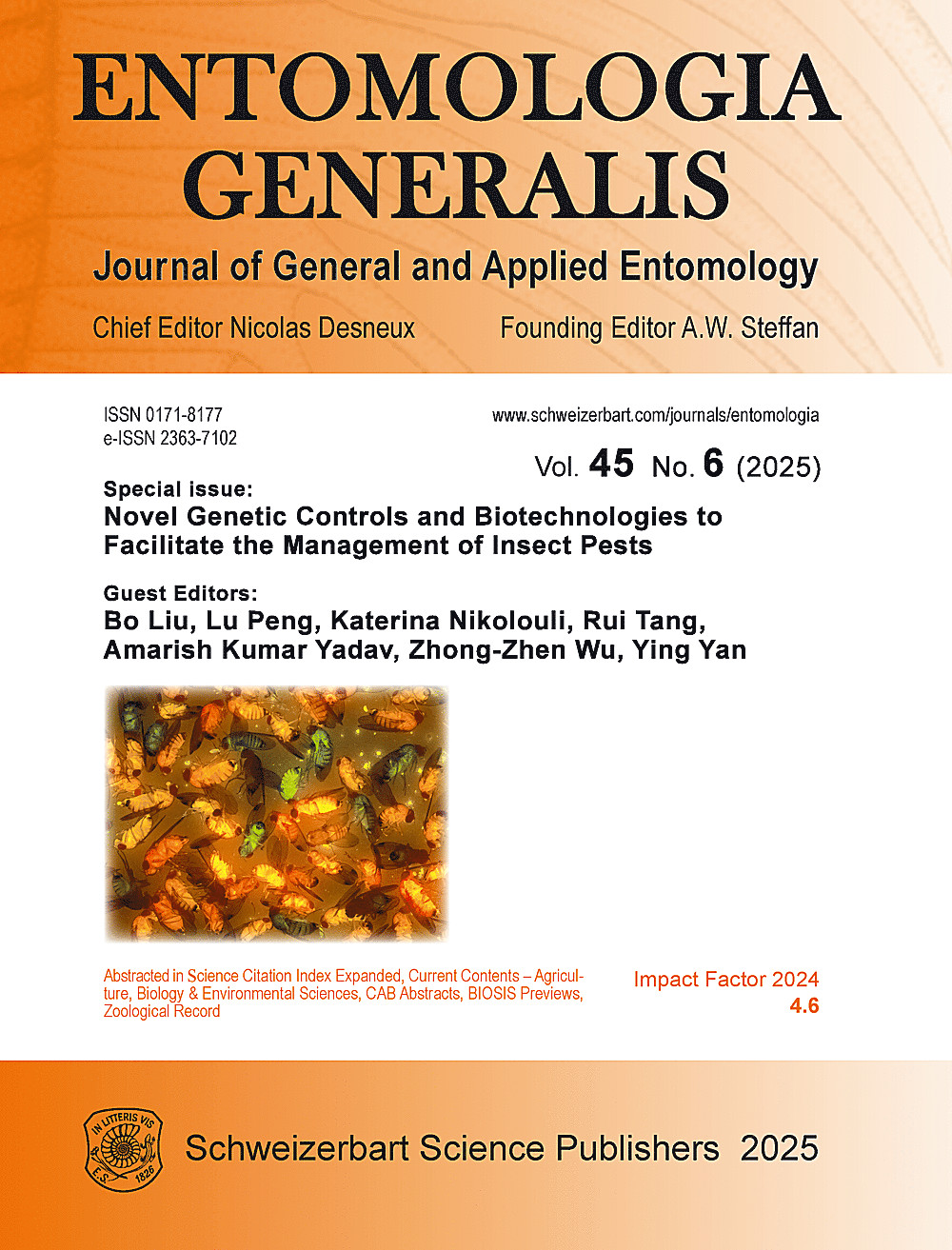 Cover image of: Special Issue: Novel Genetic Controls and Biotechnologies to Facilitate the Management of Insect Pests