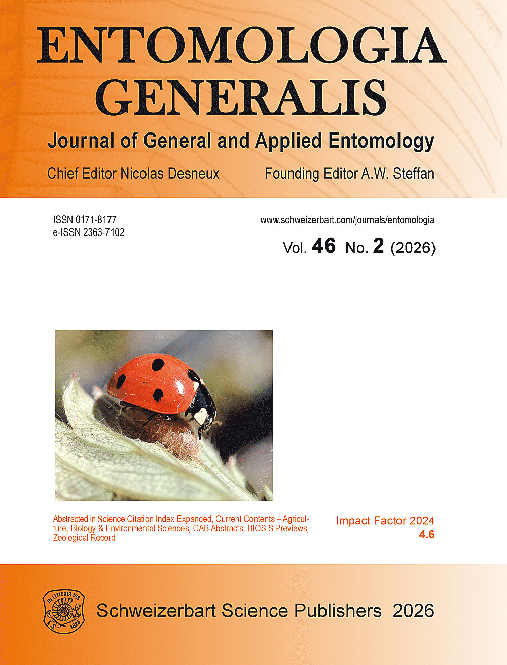 Umschlagbild des Buches: Entomologia Generalis Volume 46 Number 2
