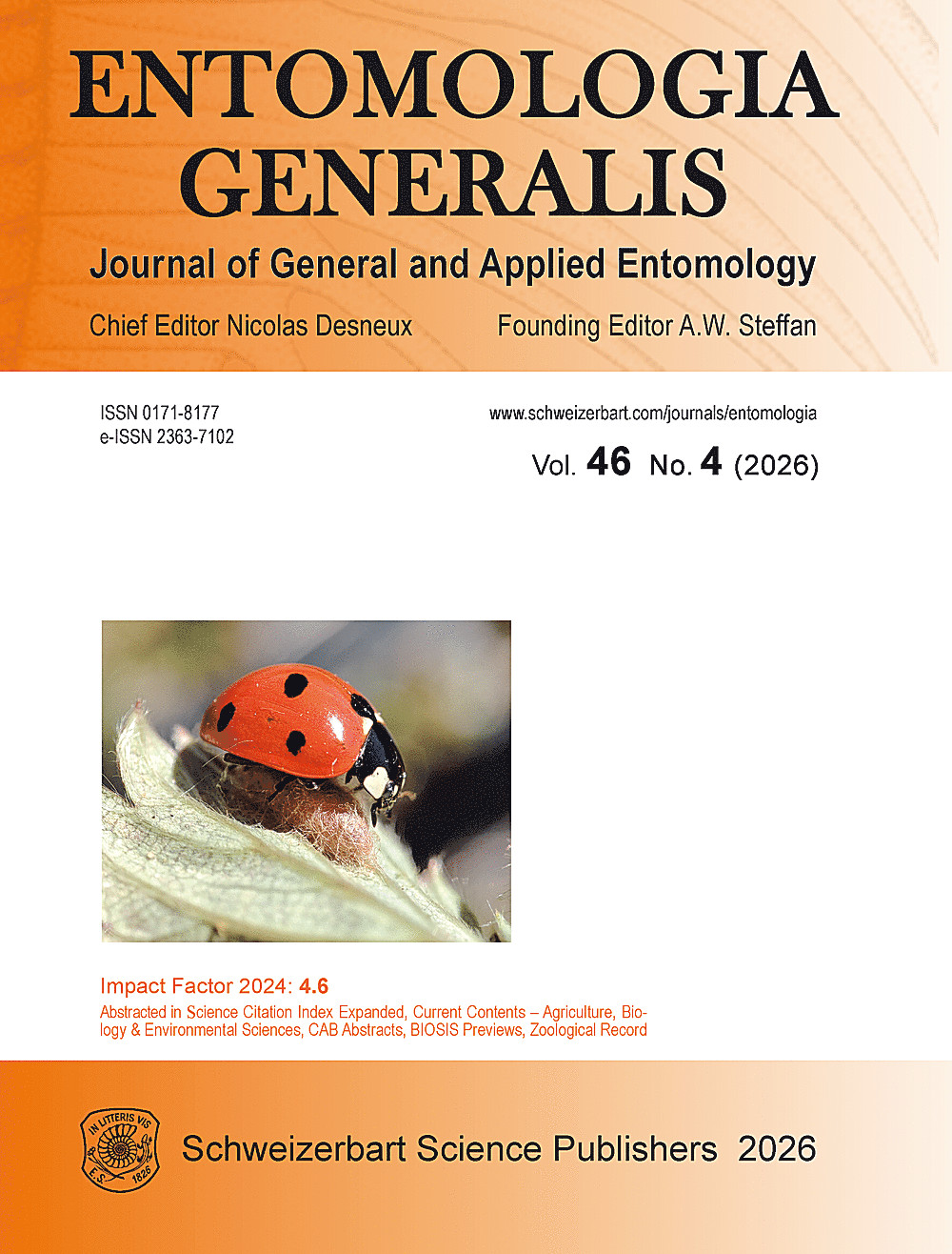 Cover image of: Entomologia Generalis Volume 46 Number 4