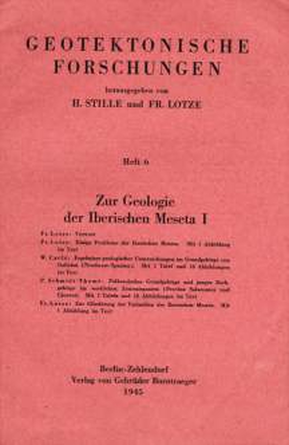 Image de couverture de:  - Zur Geologie der Iberischen Meseta I 