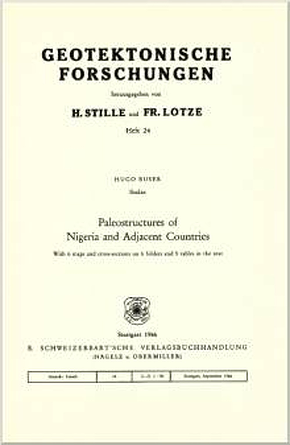 Cover image of: Hugo Buser - Paleostructures of Nigeria and Adjacent Countries 