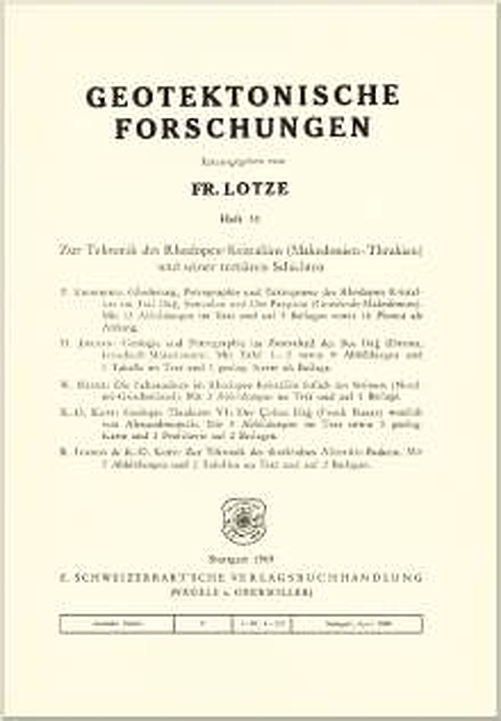 Cover image of:  - Zur Tektonik des Rhodopen-Kristallins (Makedonien-Thrakien) 
und seiner tertiären Schichten 