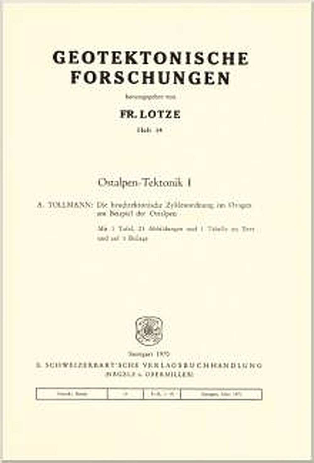 Umschlagbild des Buches:  - Ostalpen-Tektonik I Die bruchtektonische Zyklenordnung im Orogen am Beispiel 
der Ostalpen