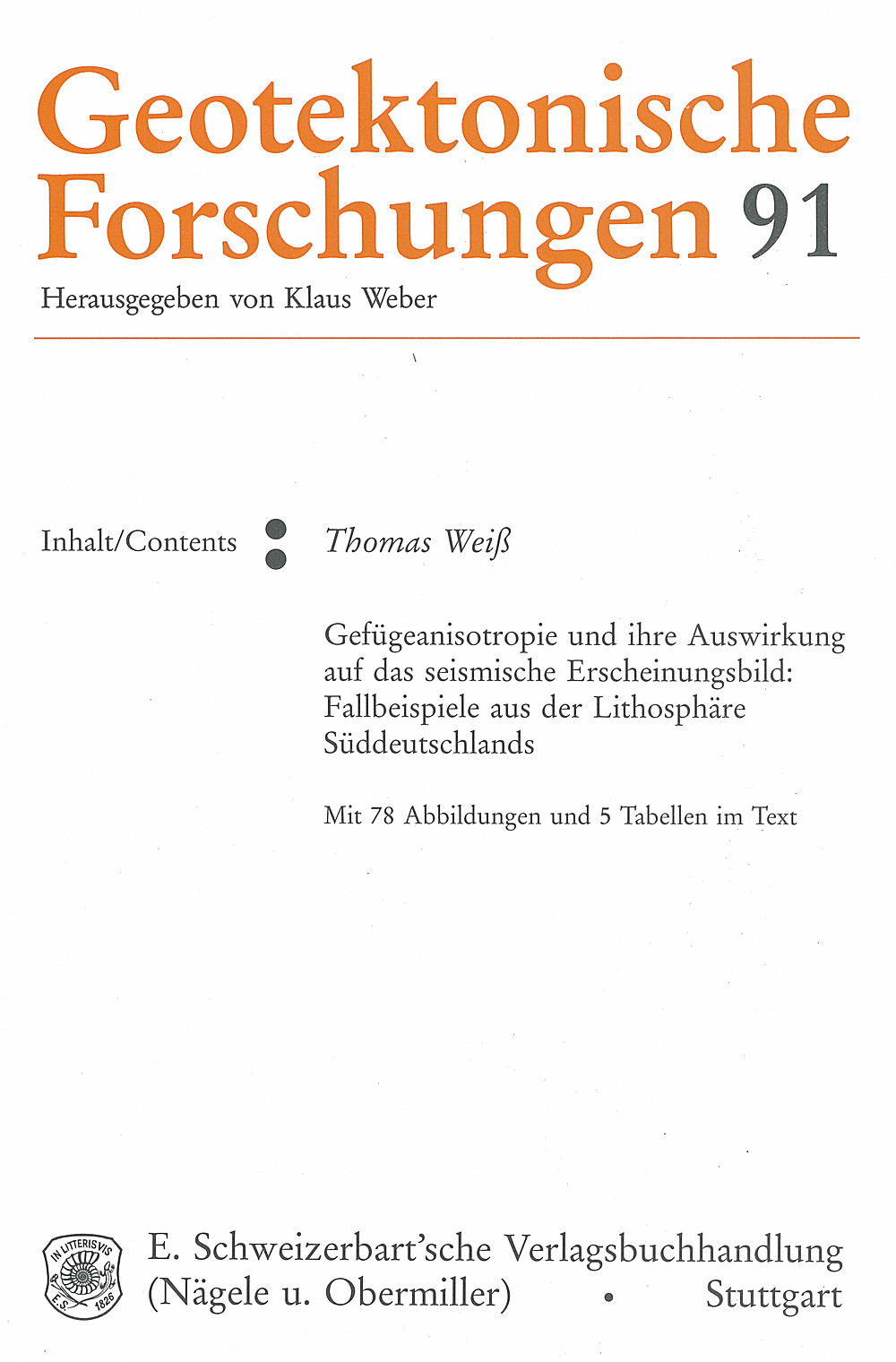 Cover image of: Thomas Weiß - Gefügeanisotropie und ihre Auswirkung auf das seismische 
Erscheinungsbild Fallbeispiele aus der Lithosphäre Süddeutschlands