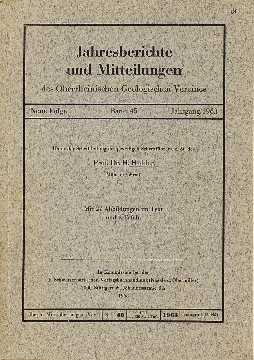 Image de couverture de: Jahresberichte und Mitteilungen des Oberrheinischen Geologischen Vereins Band 45