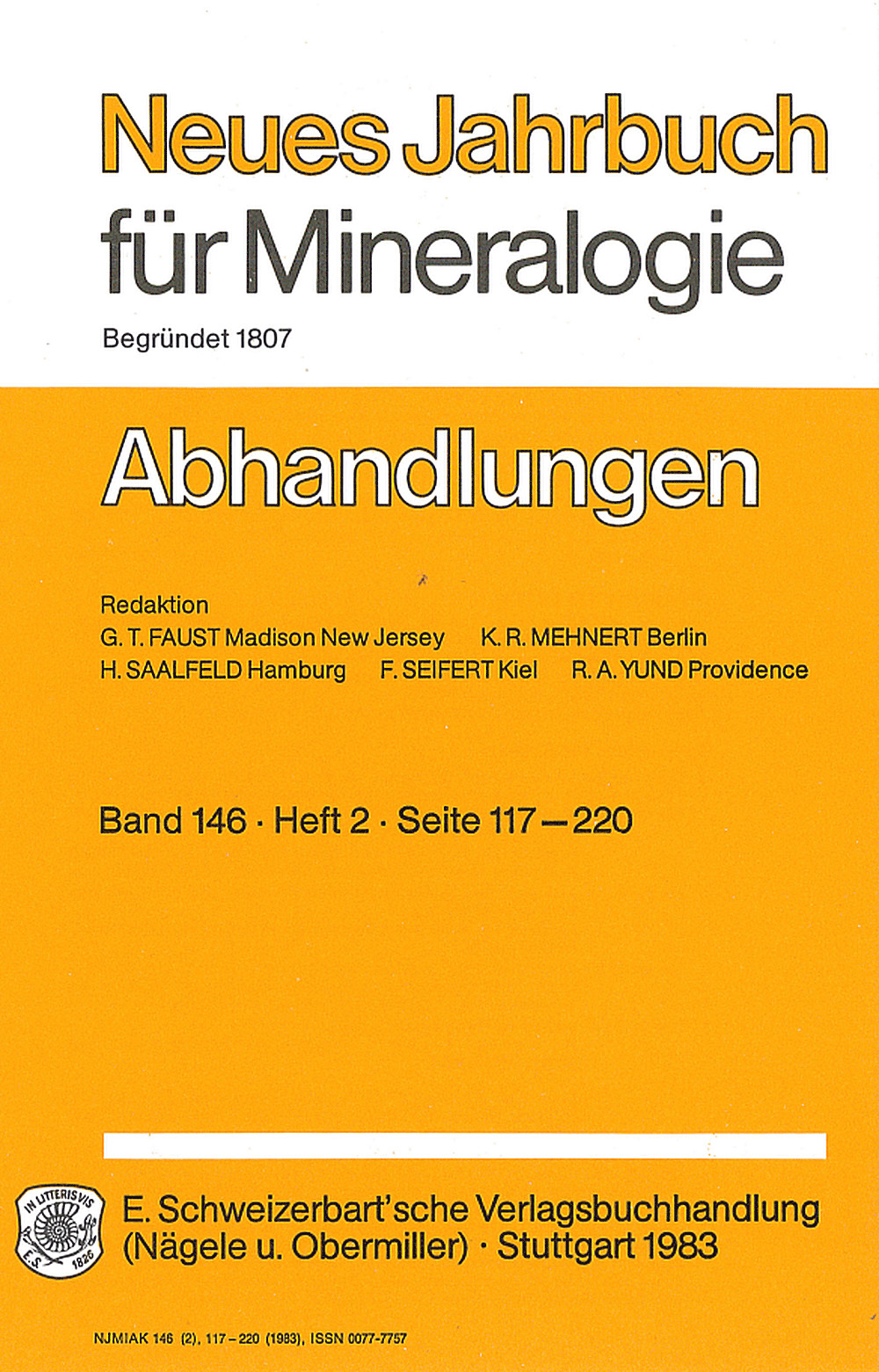 Cover image of: Neues Jahrbuch für Mineralogie - Abhandlungen Band 146 Heft 2