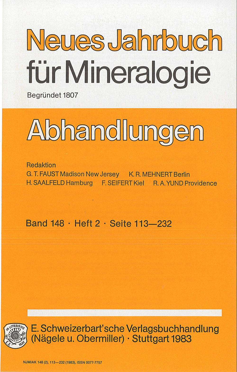 Cover image of: Neues Jahrbuch für Mineralogie - Abhandlungen Band 148 Heft 2
