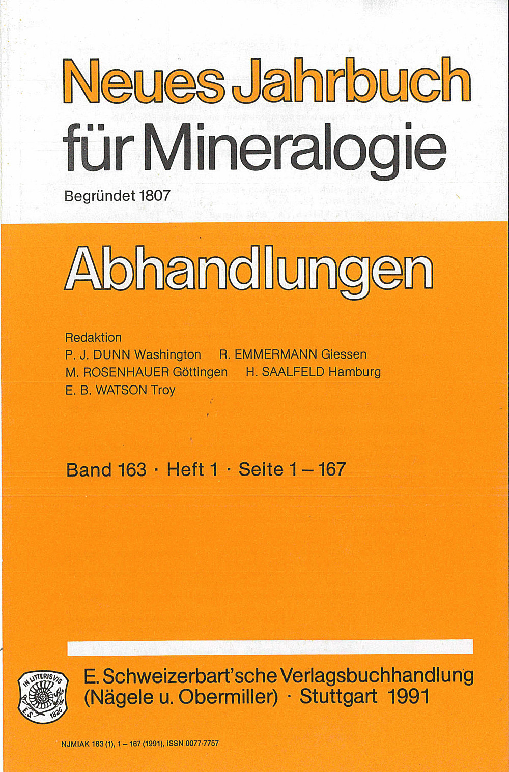 Cover image of: Neues Jahrbuch für Mineralogie