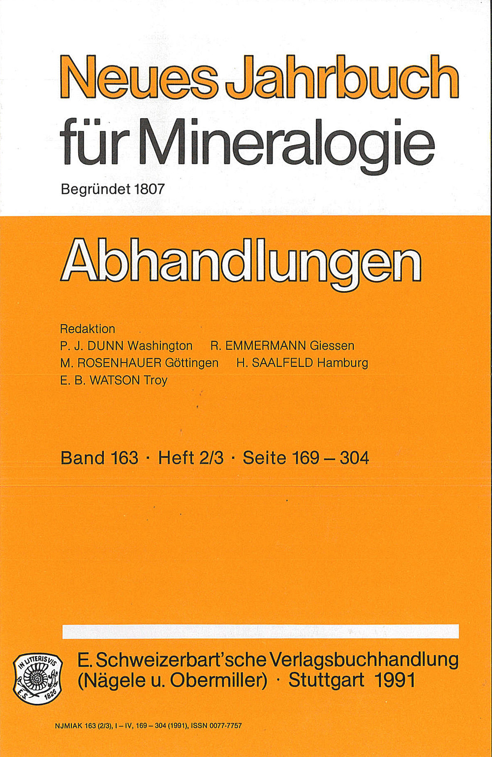 Cover image of: Neues Jahrbuch für Mineralogie