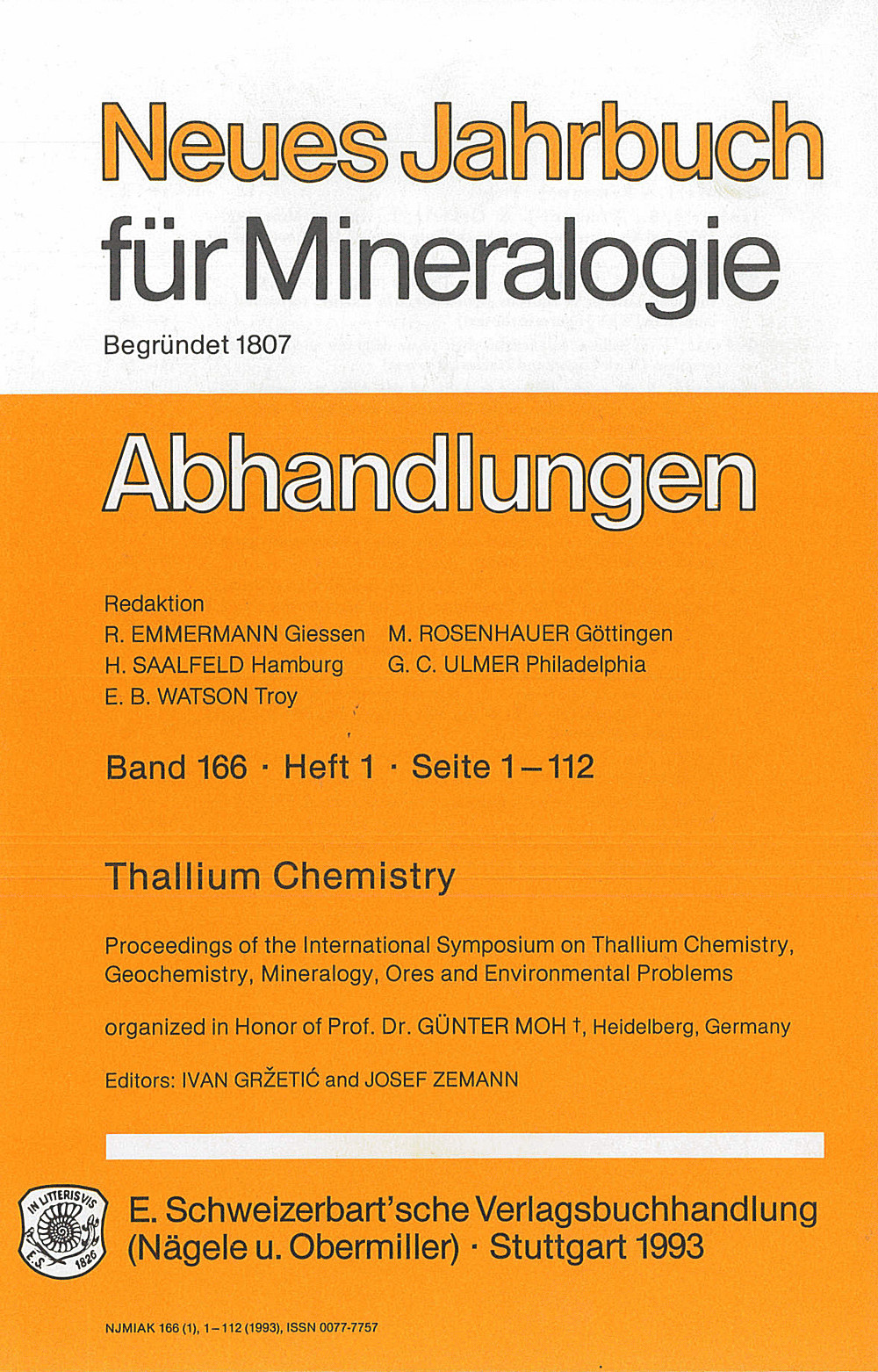 Cover image of: Special issue: Thallium Chemistry