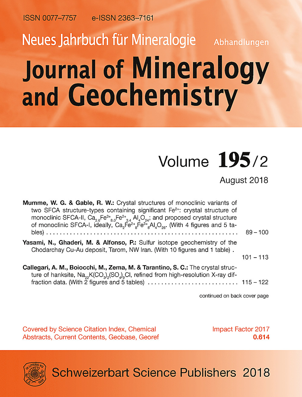 Cover image of: Neues Jahrbuch für Mineralogie - Abhandlungen Band 195 Heft 2
