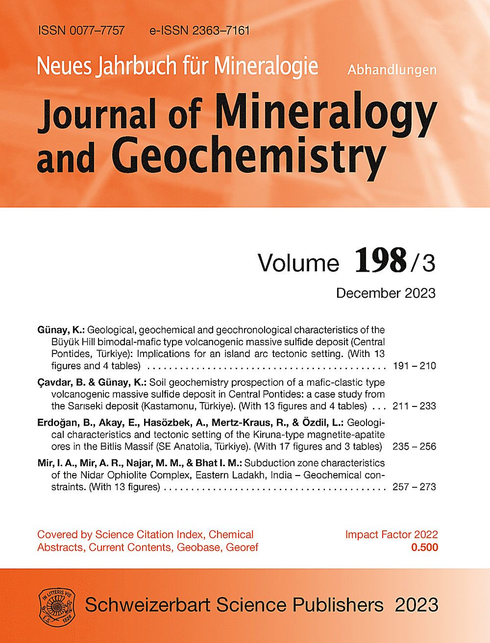 Umschlagbild des Buches: Neues Jahrbuch für Mineralogie - Abhandlungen Band 198 Heft 3