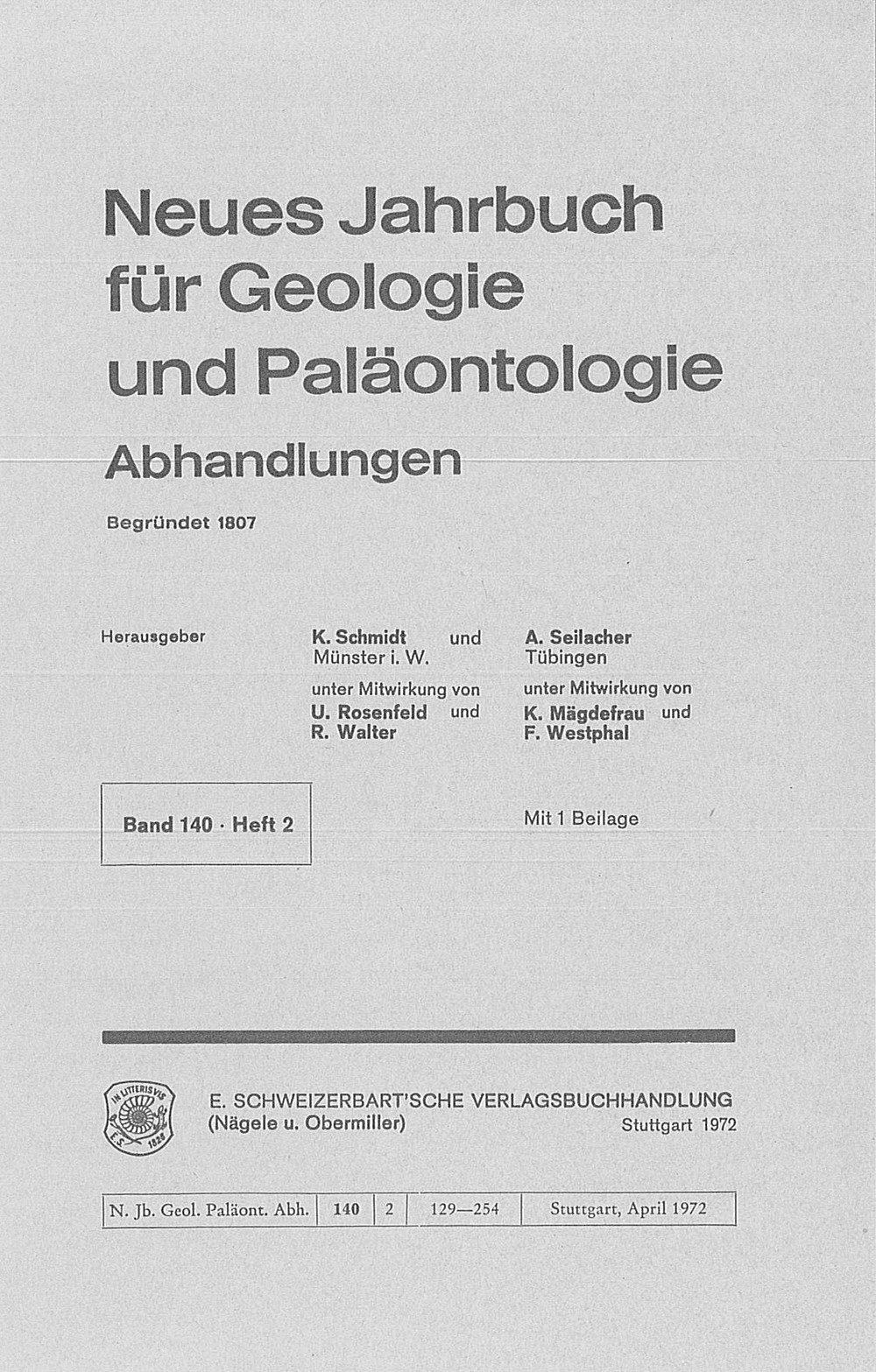 Cover image of: Neues Jahrbuch für Geologie und Paläontologie - Abhandlungen Band 140 Heft 2