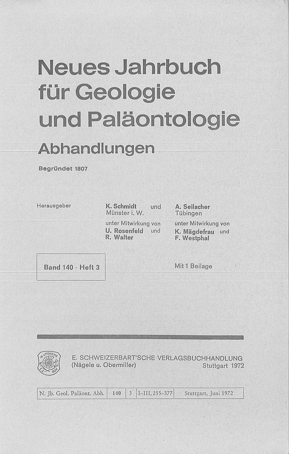 Cover image of: Neues Jahrbuch für Geologie und Paläontologie - Abhandlungen Band 140 Heft 3
