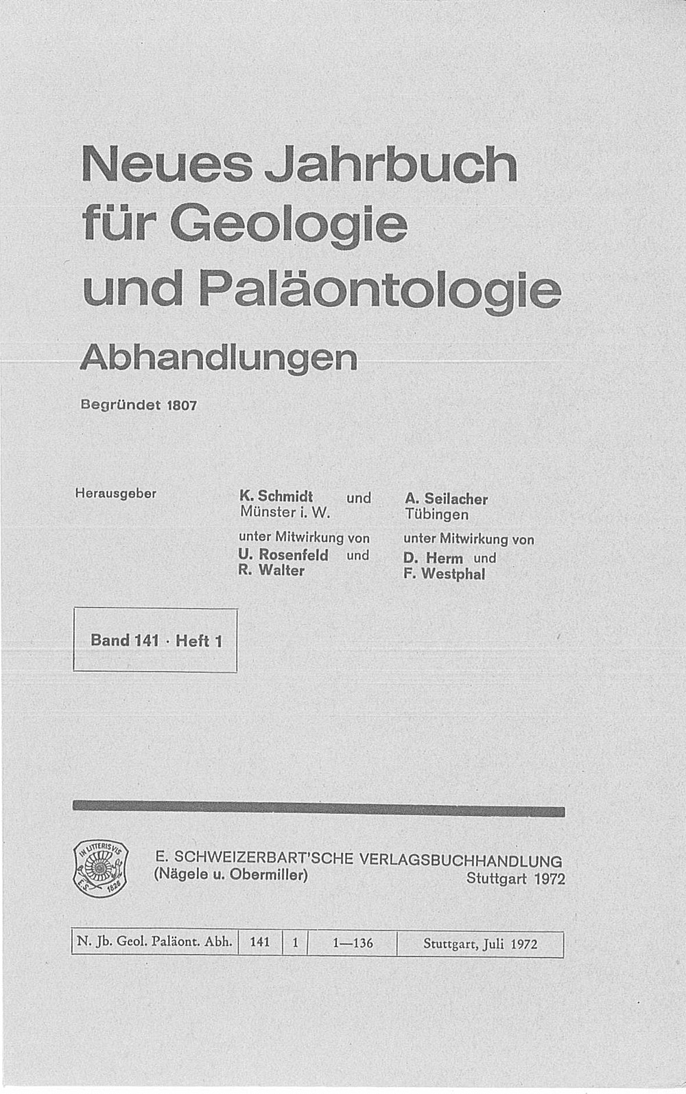 Cover image of: Neues Jahrbuch für Geologie und Paläontologie - Abhandlungen Band 141 Heft 1