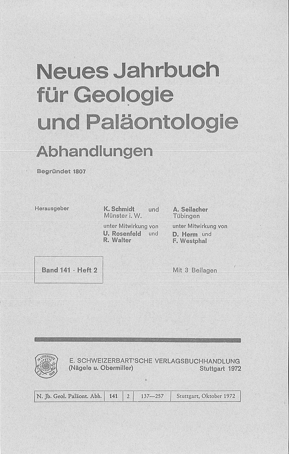 Cover image of: Neues Jahrbuch für Geologie und Paläontologie - Abhandlungen Band 141 Heft 2