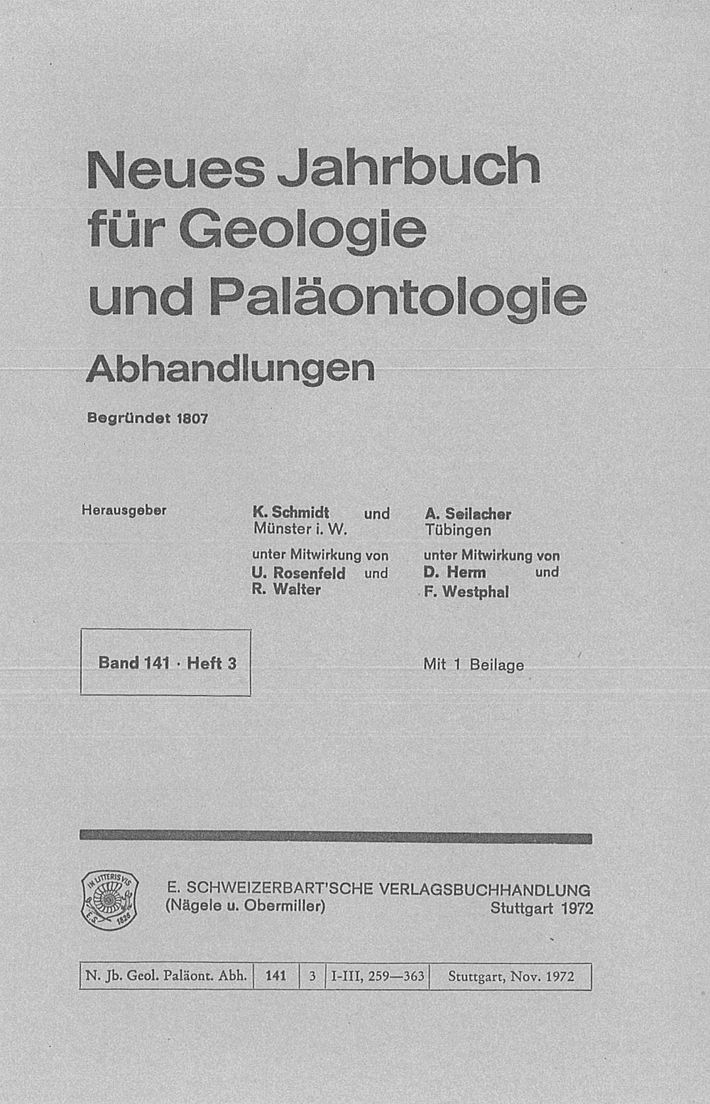 Cover image of: Neues Jahrbuch für Geologie und Paläontologie - Abhandlungen Band 141 Heft 3
