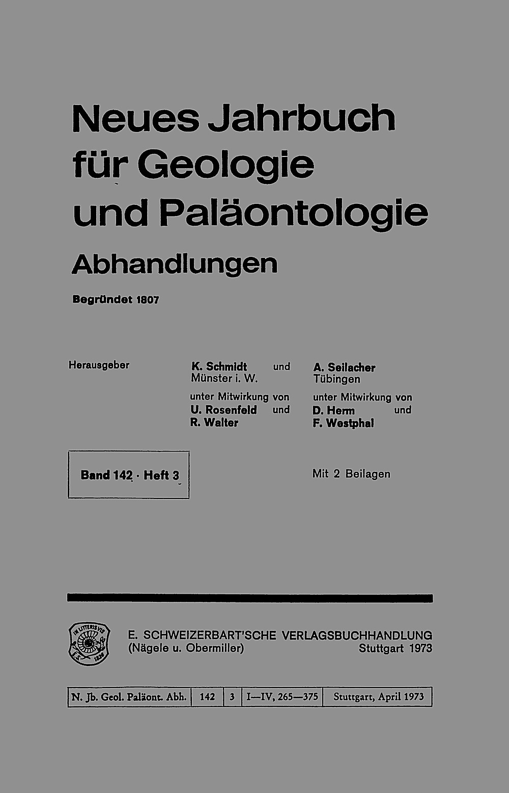 Cover image of: Neues Jahrbuch für Geologie und Paläontologie - Abhandlungen Band 142 Heft 3