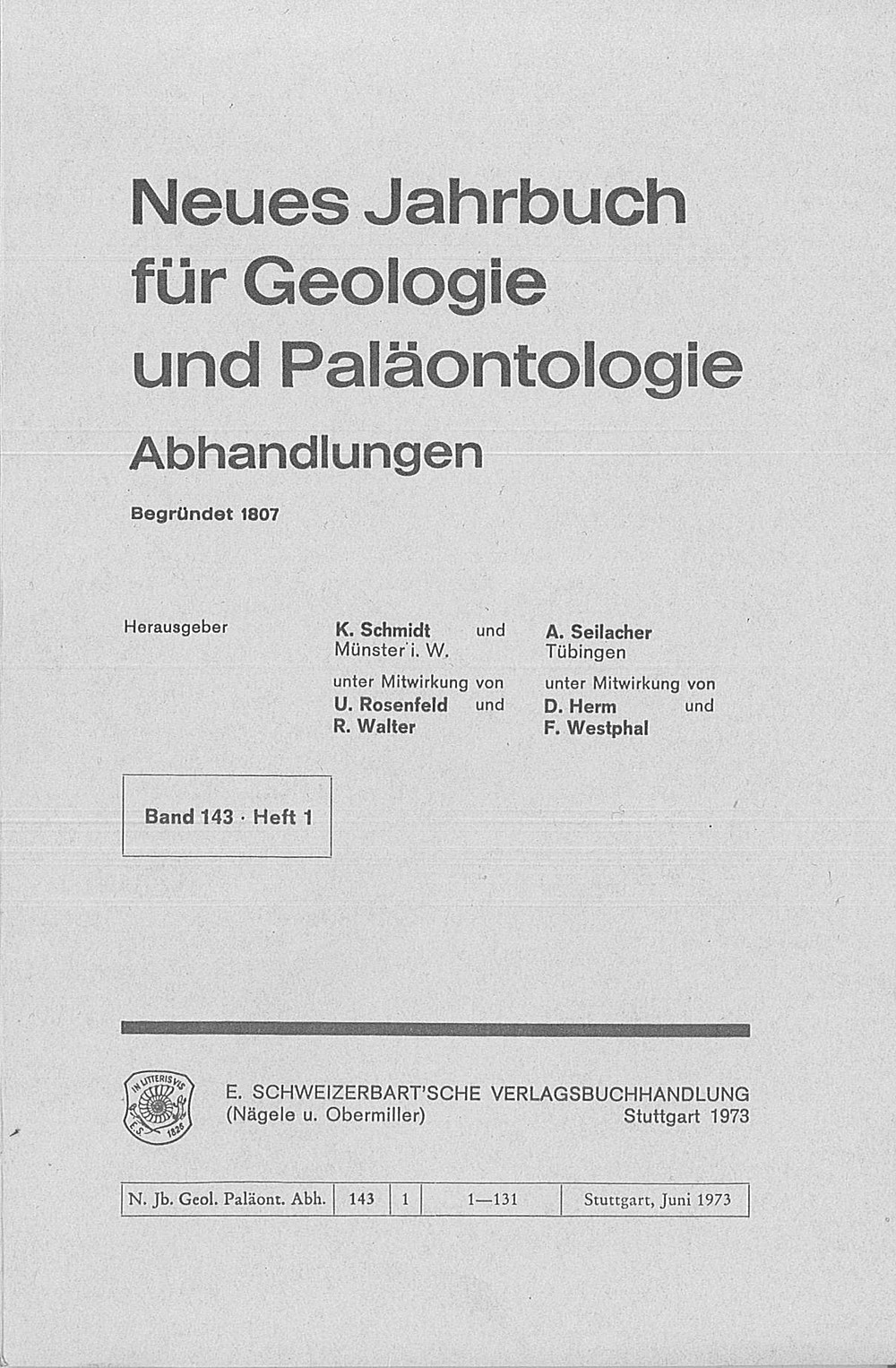Cover image of: Neues Jahrbuch für Geologie und Paläontologie - Abhandlungen Band 143 Heft 1
