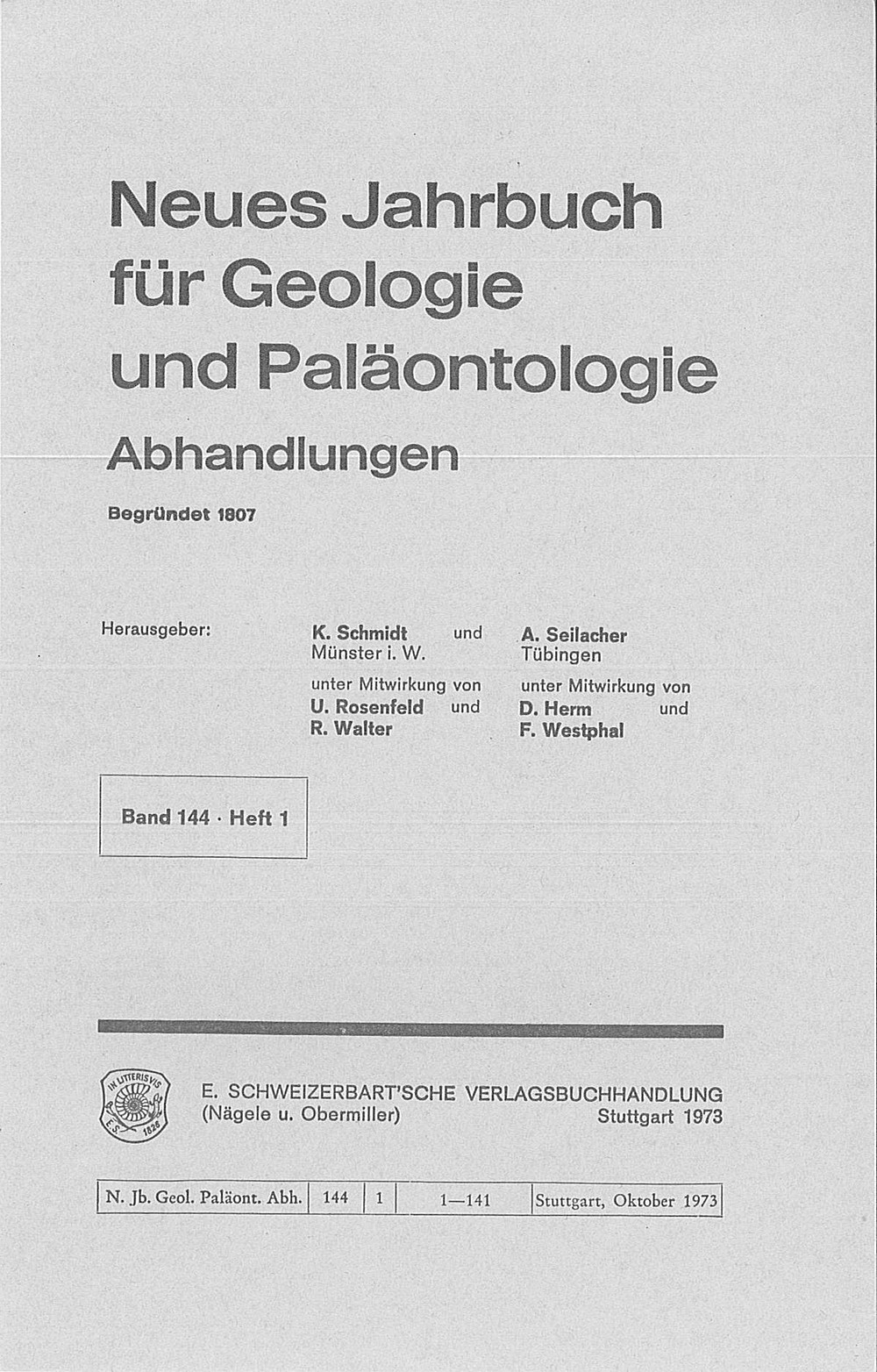 Image de couverture de: Neues Jahrbuch für Geologie und Paläontologie - Abhandlungen Band 144 Heft 1