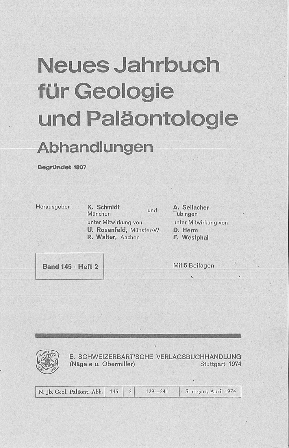 Umschlagbild des Buches: Neues Jahrbuch für Geologie und Paläontologie - Abhandlungen Band 145 Heft 2