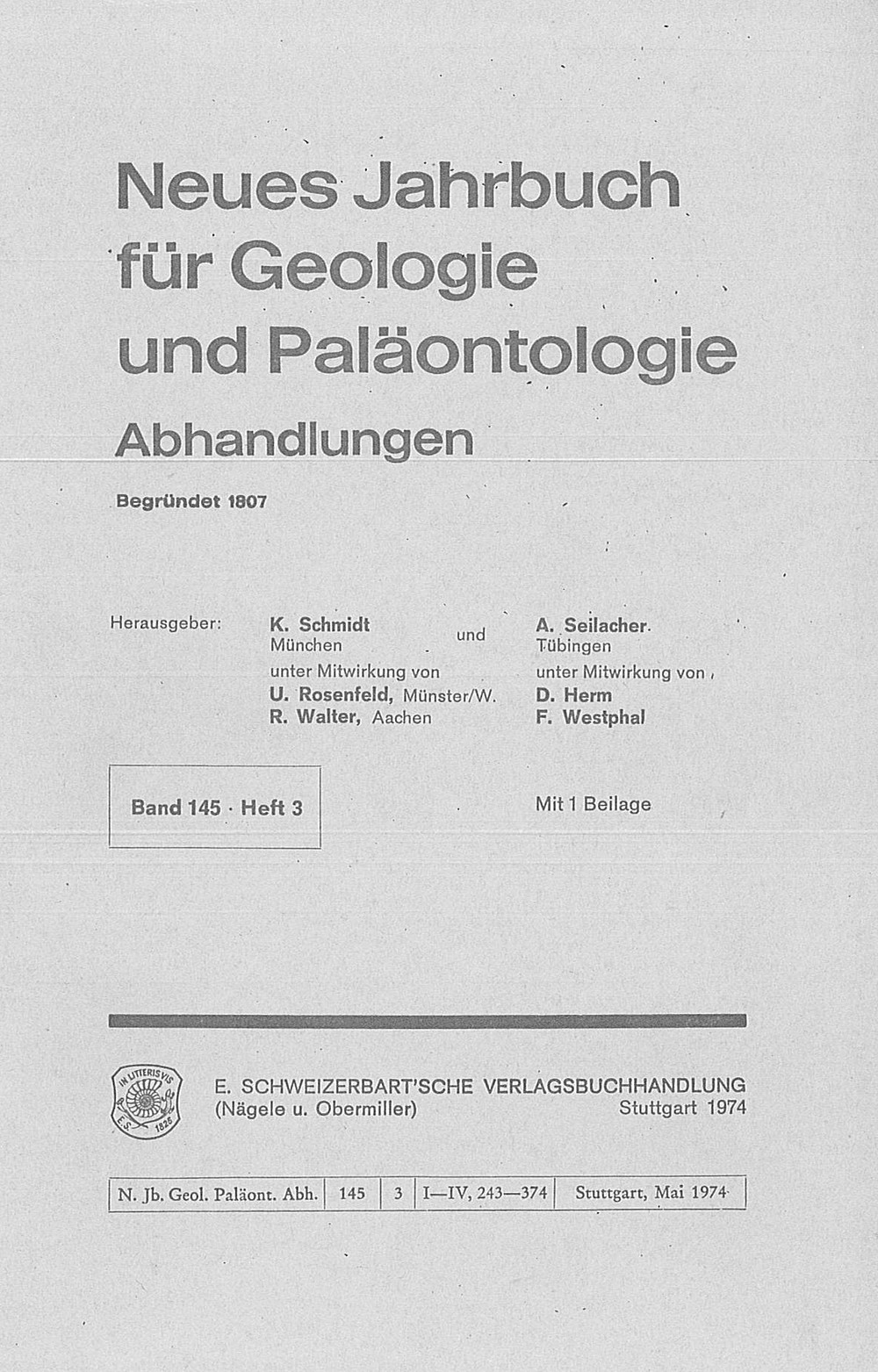 Umschlagbild des Buches: Neues Jahrbuch für Geologie und Paläontologie - Abhandlungen Band 145 Heft 3