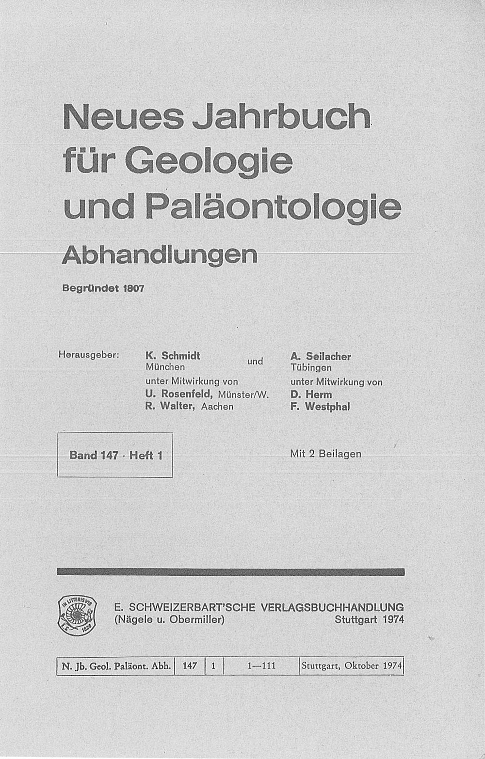 Cover image of: Neues Jahrbuch für Geologie und Paläontologie - Abhandlungen Band 147 Heft 1